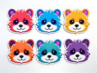 Fototapeta premium racoon head kawaii stickers with vibrant color