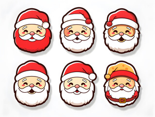 Santa Claus kawaii stickers with vibrant color
