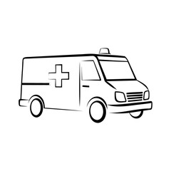 Silhouette speed rescue transporation ambulance icon and vector illustration isolate on a white