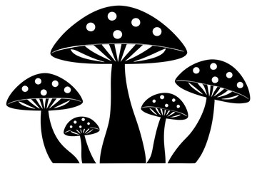 mushrooms in the grass silhouette vector