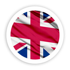 Obraz premium United Kingdom Waving Flag with White Rounded Circle Frame 