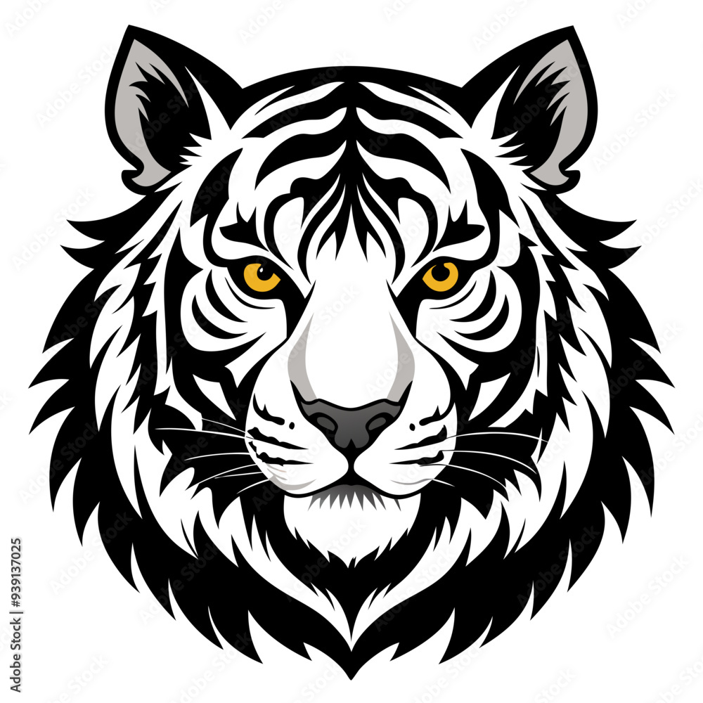 Wall mural tiger head silhouette vector illustration mascot logo