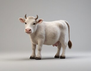 Fototapeta premium High resolution cow 3d character image, cartoon 3d cow illustration image.