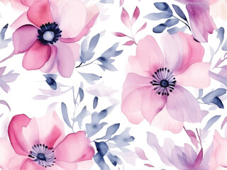 Watercolor floral  pattern design illustration. watercolor Floral Pattern. Seamless pattern with flowers and leaves. 