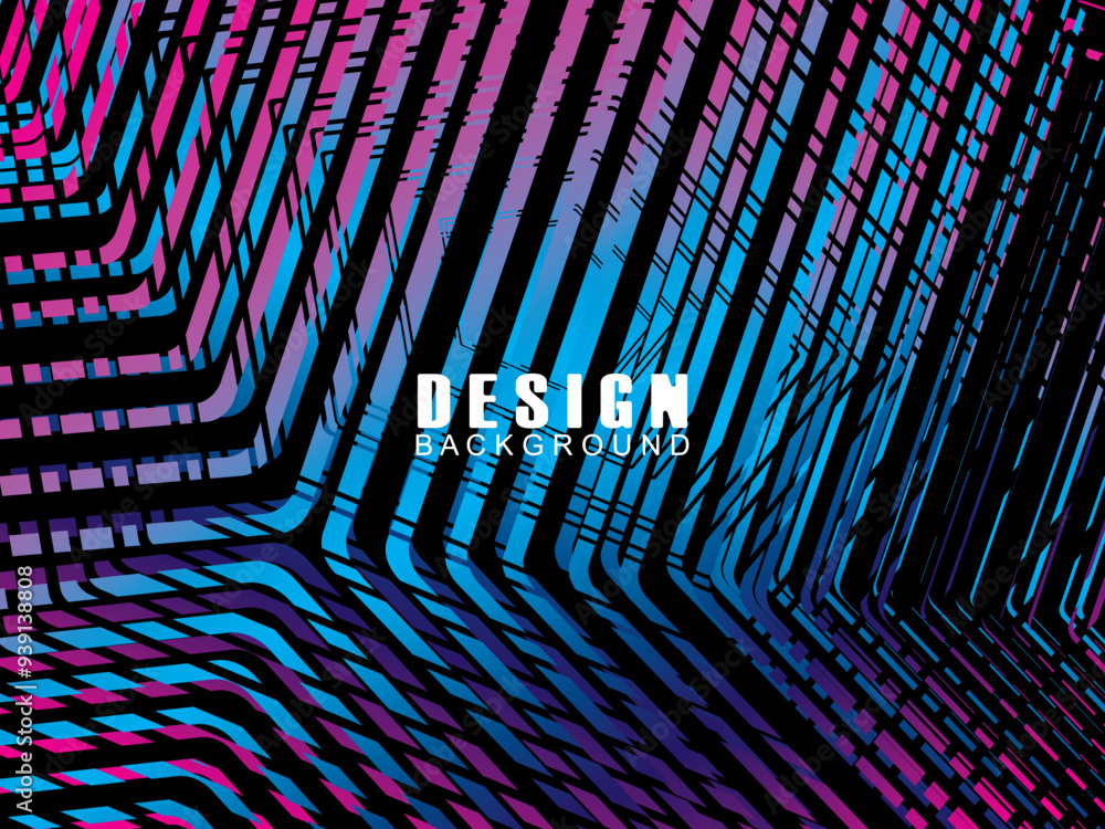 Fototapete futuristic abstract technology shining rainbow light lines with modern lines pattern black backgroun