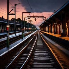 Fototapeta premium railway at sunset