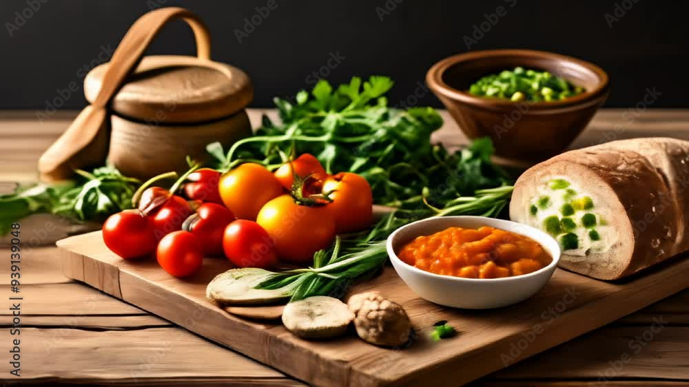 Wall mural  Freshly harvested garden bounty ready for a healthy meal