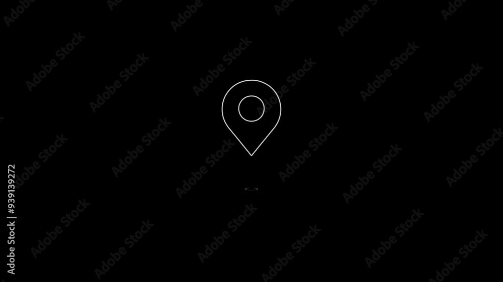 Poster location pin pointer icon isolated on black background.gps location track icon concept