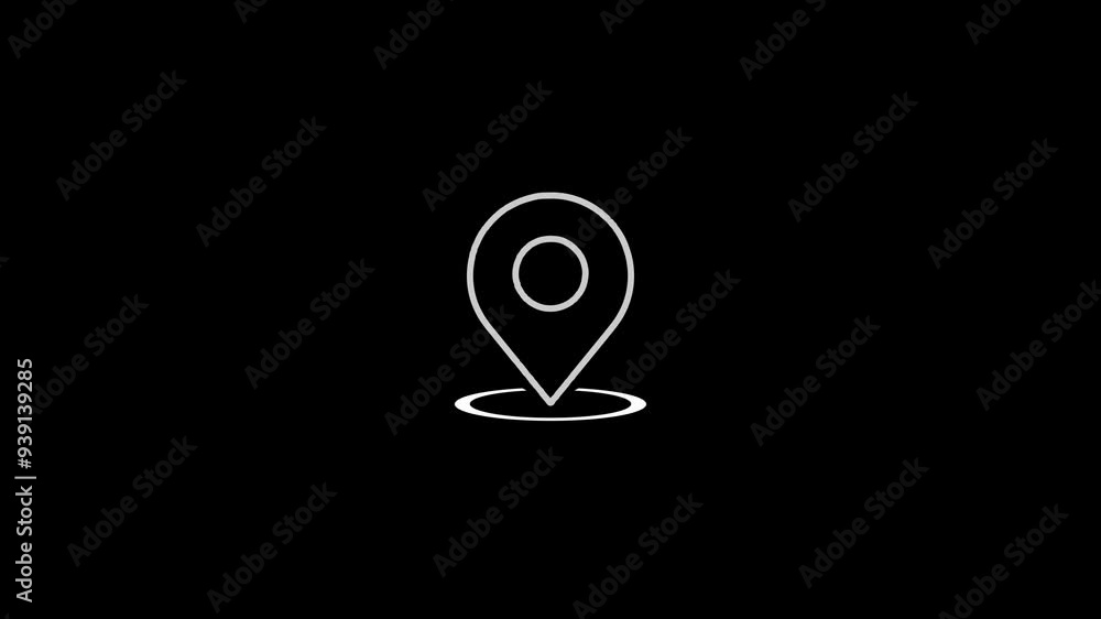 Poster location pin pointer icon isolated on black background.gps location track icon concept