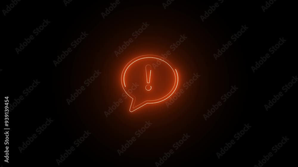 Aufkleber neon glowing exclamation warning and interface alert icon set. error caution and important symbol.