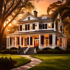 house in the evening