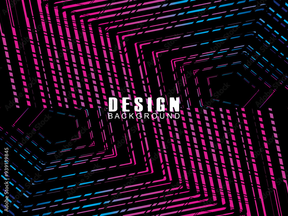 Fototapete futuristic abstract technology shining rainbow light lines with modern lines pattern black backgroun