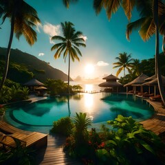 Fototapeta premium pool at sunset