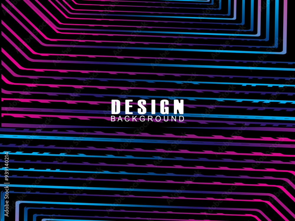 Fototapete futuristic abstract technology shining rainbow light lines with modern lines pattern black backgroun