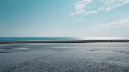 Obraz premium A road with a blue sky and the sea in the background : Generative AI