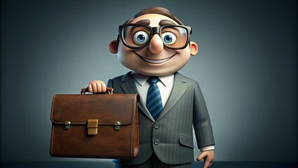 Humorous Illustration Of An Anthropomorphic Briefcase-Carrying Lawyer Wearing A Suit And Oversized...