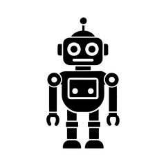 Black silhouette technology cyborg robot icon and vector illustration