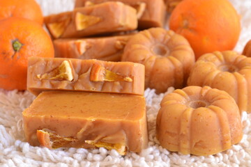 Autumn thanksgiving gifts crafting handmade soap bar pumpkin orange color, ecological skin care cosmetics products, homemade christmas colorful presents, fall wedding favors natural guest souvenirs
