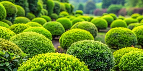 Close up view of vibrant green bushes in full bloom at a botanical garden
