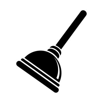 recommend clip art: Black outline style plumber bathroom plunger icon design isolated on a white background