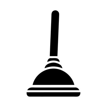 recommend clip art: Black outline style plumber bathroom plunger icon design isolated on a white background