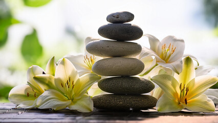 Fototapeta premium spa still life with stones