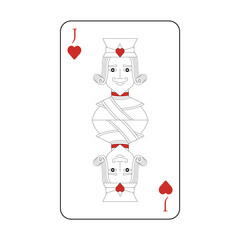 The playing card is the red jack of hearts.