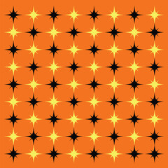 Halloween Checkerboard Seamless Patterns Set. Retro Groovy Grid Background in 1970s Style. Y2K Wavy Print in Orange and Black Colors for Textile, Wrapping Paper, Wallpaper, Web Design and Social Media