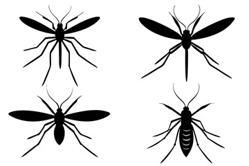 set of mosquito silhouette vector  illustration 