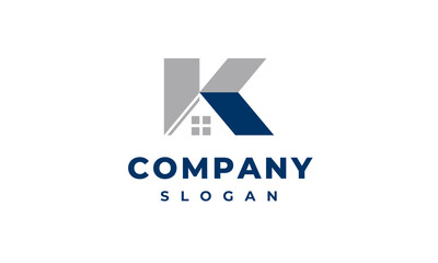 K House Design Build Logo - Letter K Roof Logo