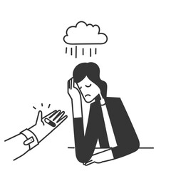 Doctors give medication to people who are anxious and depressed in doodle drawn