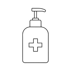 Black silhouette sanitation cleaner washing bottle sanitizer icon and vector illustration