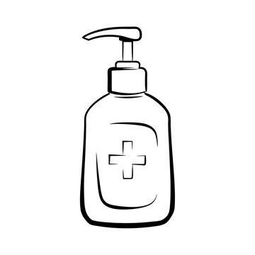 recommend clip art: Black silhouette sanitation cleaner washing bottle sanitizer icon and vector illustration