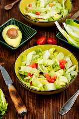 Fresh green salad with fresh vegetables.