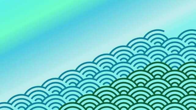Japanese Pattern Sea Gread Wave and Gradient Background