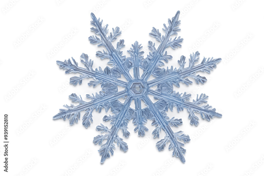 Poster isolated snowflake with intricate, frosty details on transparent background