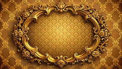 Luxurious golden palette backdrop features an ornate, antique-style frame with intricate details, exuding sophistication and refinement, perfect for upscale designs and presentations.