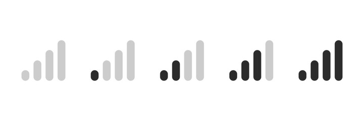 Signal strength indicator set. Network icon set. Network sign symbol