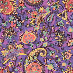 Paisley Garden. Vntage Seamless pattern in oriental style with decorative elements in paisley style.	