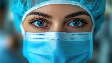 Healthcare Professional Wearing Blue Surgical Mask in Hospital
