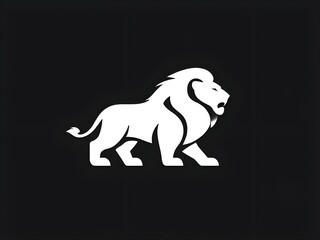 Minimalist icon image of a lion on a background, biglion big cat bold wild animal jungle king beast symbol design vector 