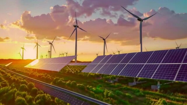 4K Time-Lapse: Industrial Solar Energy Farm Generating Power from Day to Night &ndash; Green Energy Concept