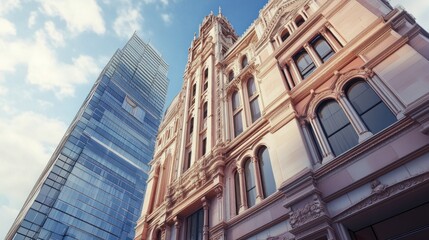 Fototapeta premium Modern and Historic Buildings in an Urban Skyline