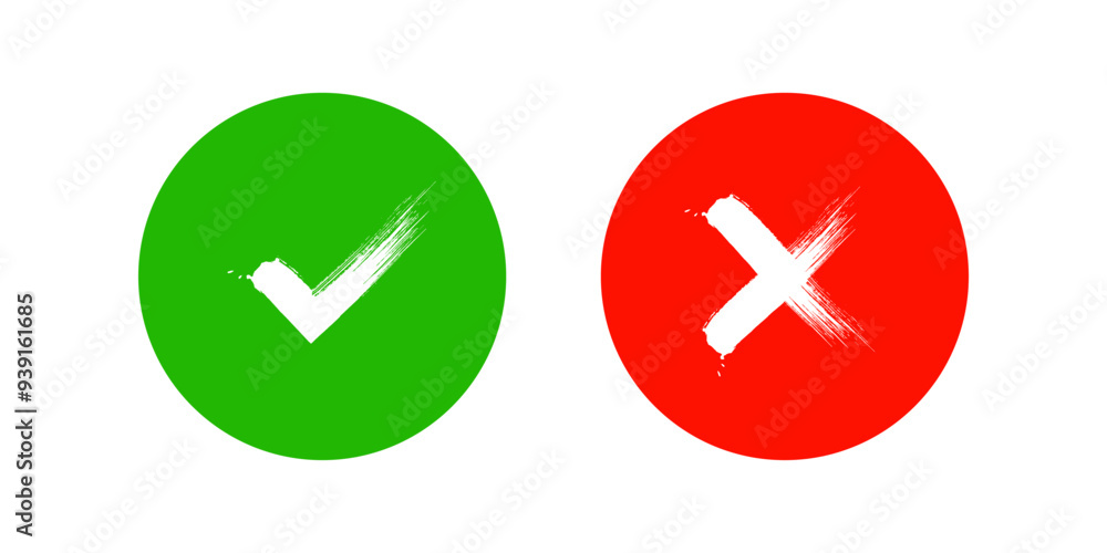 Poster set of check mark icons. tick and x mark sign. and web design. vector illustration on white backgrou