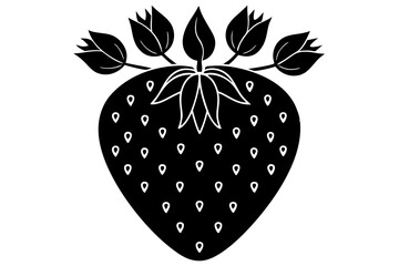  strawberry silhouette with floral pattern vector illustration 