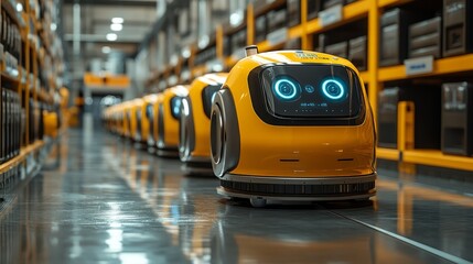 Collaborative robots (cobots) working alongside humans in a modern workspace, enhancing productivity