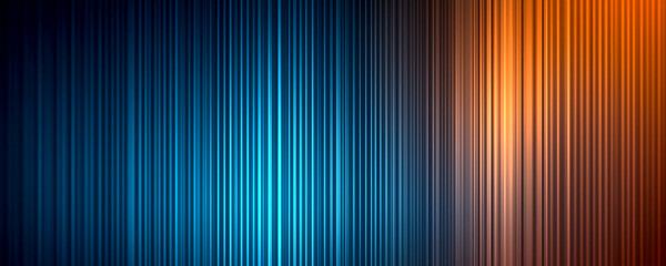 Obraz premium Blue and orange gradient background with vertical lines, light stripes, blurred, minimalist style.