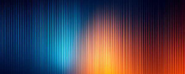Blue and orange gradient background with vertical lines, light stripes, blurred, minimalist style.