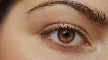 Obraz premium A woman's eye with brown lashes and brown eyes