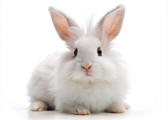Obraz premium Fluffy white rabbit, isolated on white